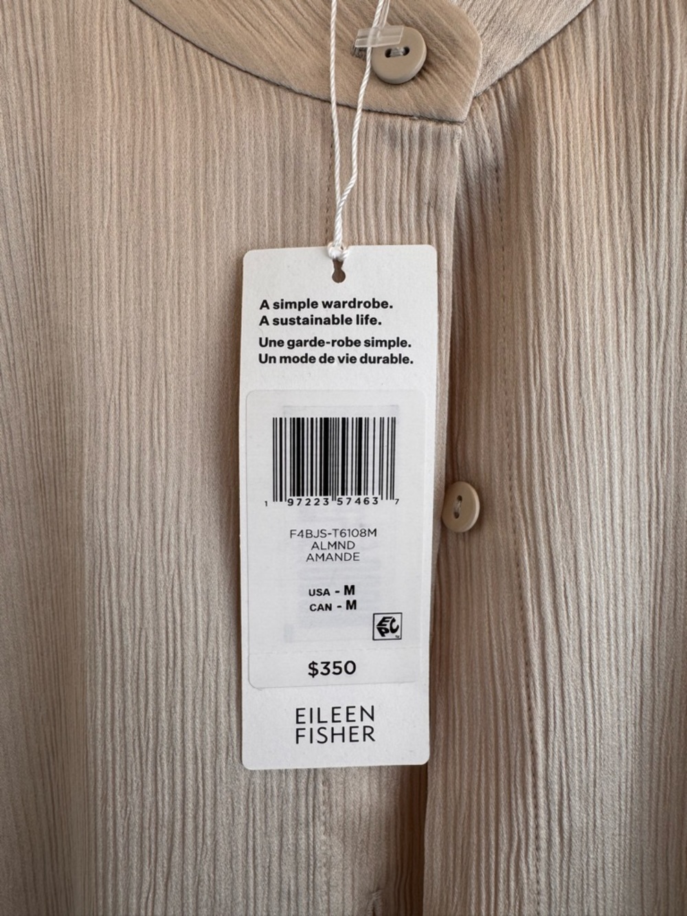 Eileen Fisher 100% Silk Ivory Blouse - Picture 2 of 7